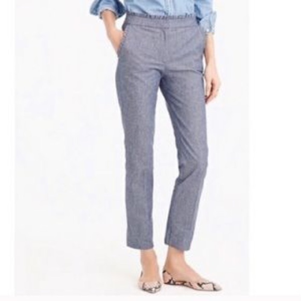 Jcrew cropped chambray ruffle pant